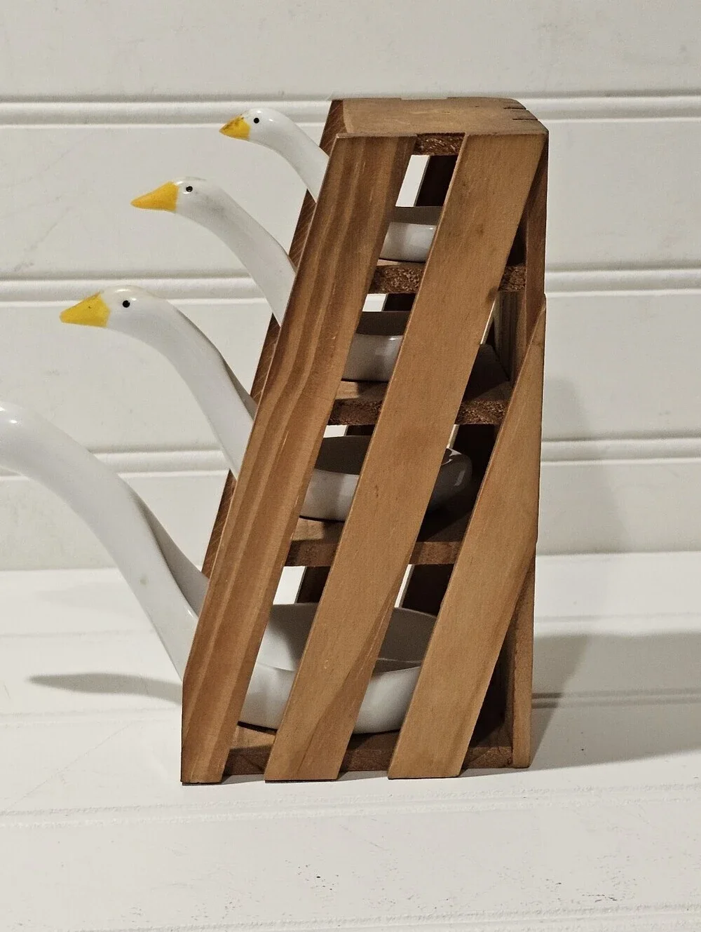 1980's Goose Measuring Spoons Wooden Crate Display